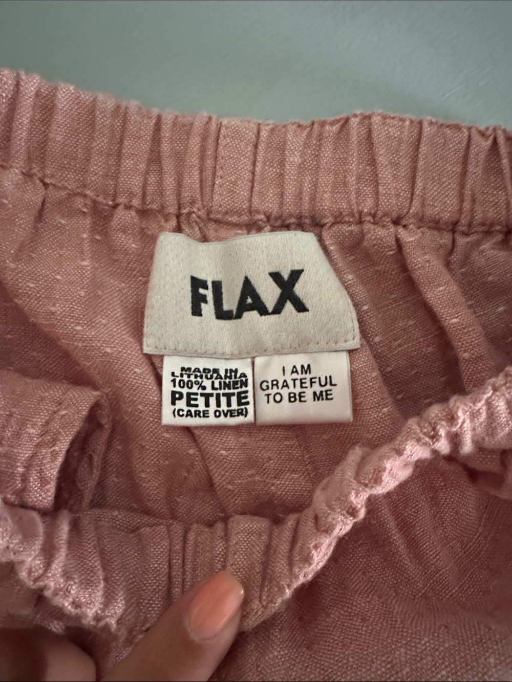 Flax Linen Straight Leg Pants Pink Rose Petite Capsule Minimalist Coastal Boho - Picture 5 of 6